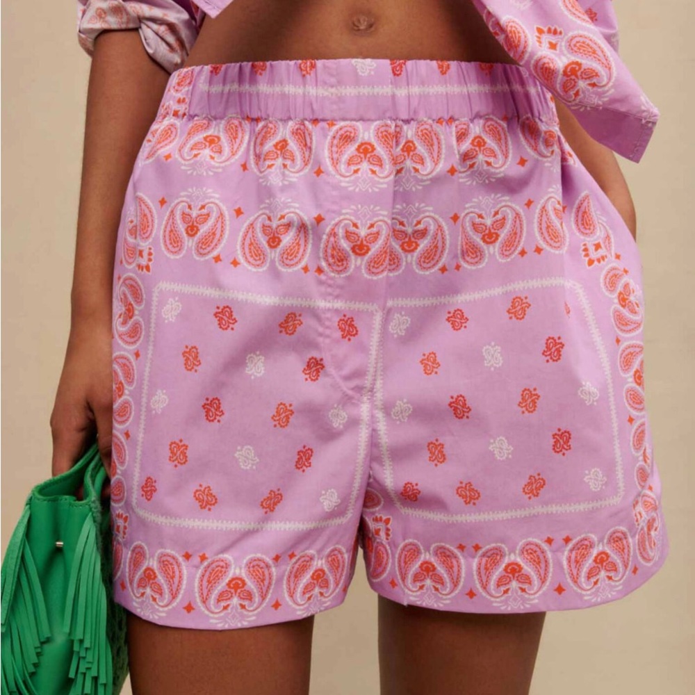 Maje Paisley Patterned Purple Women's Shorts 36